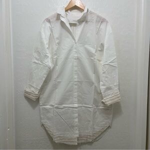 Anthropologie Undiscovered Eye White LS Poplin Oversized Shirt Dress Size L